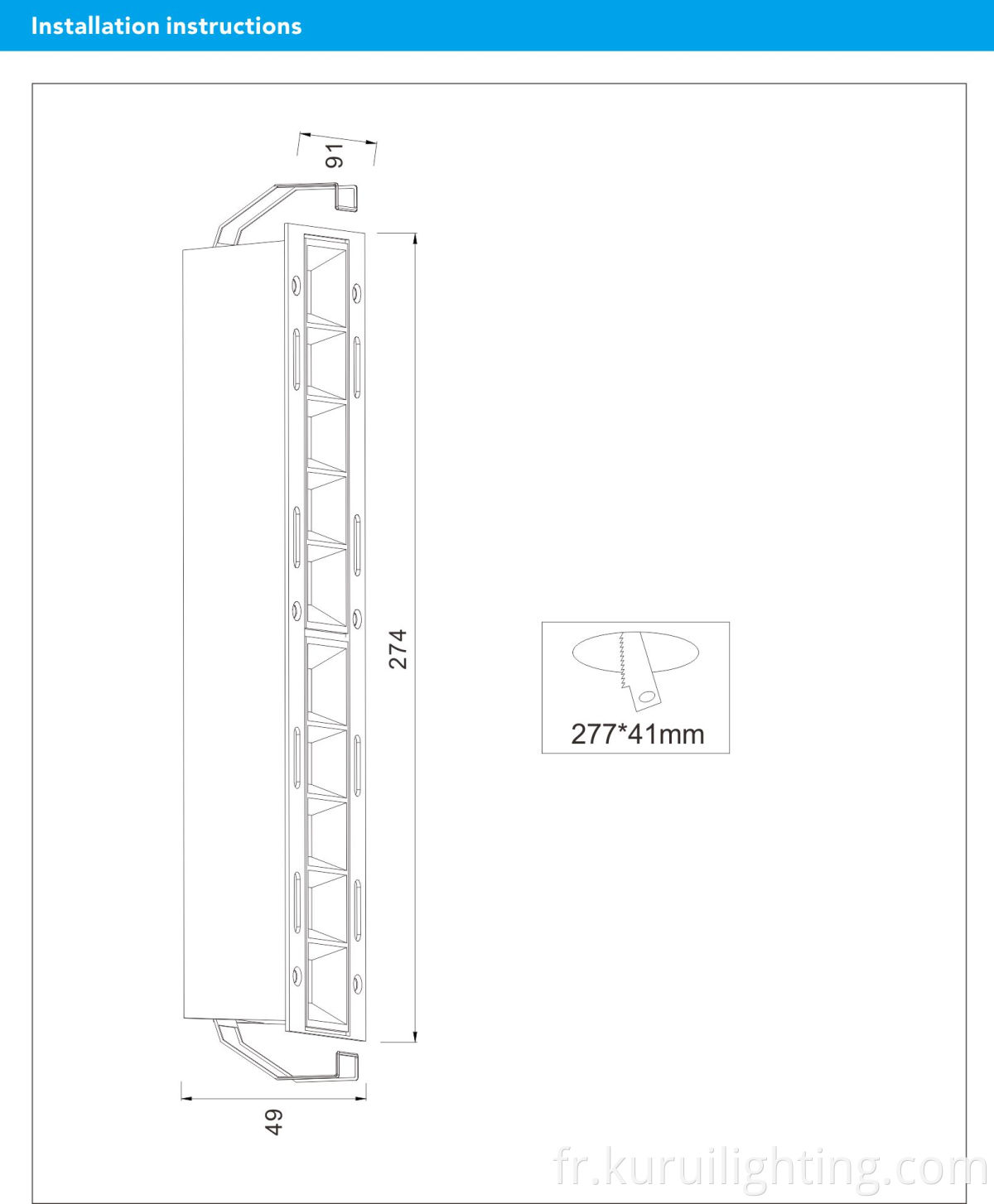 Aluminum Recessed Grille Light